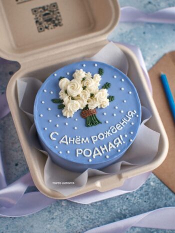 Бенто торт с рисунком букета цветов