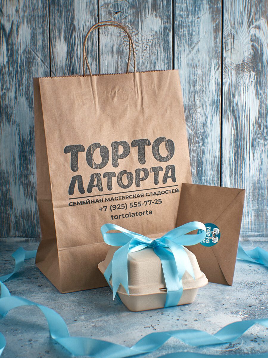 Тёплые пожелания • Бенто торт "Тёплые пожелания" в сливочно-голубых тонах на заказ в Лобне