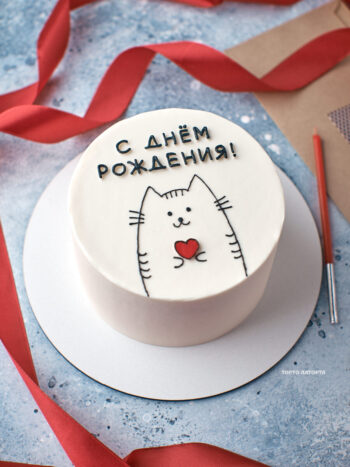 Бенто торт на день рождения с милым котом и сердцем | Торто Латорта.